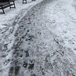 Unshoveled/Icy Sidewalk at Brookline Arts Center, 86 Monmouth St, Brookline 02446