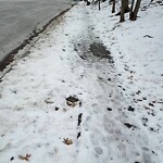 Unshoveled/Icy Sidewalk at Corey Hill Park, 2–106 Jordan Rd, Brookline 02446