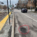 Pothole at 1765–1801 Beacon St, Brookline 02445