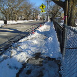 Unshoveled/Icy Sidewalk at Corey Hill Park, Summit Ave, Brookline 02445